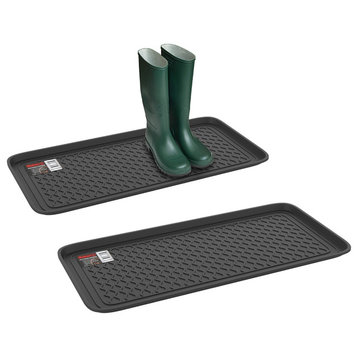 Stalwart All Weather Boot Tray Large Water Resistant Shoe Mat Set of 2 Black