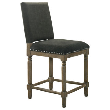 Everton Gray Fabric Counter Height Chair With Nailhead Trim