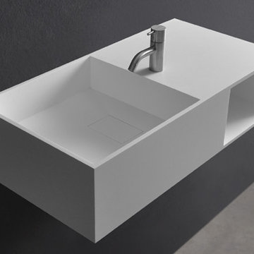 Solid Surface Bathroom Vanities and Wall Mounted Washbasins