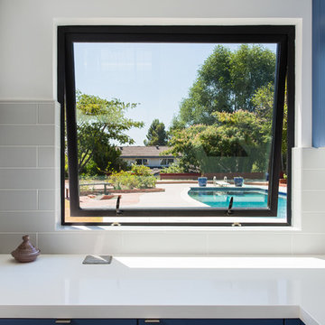Modern flat blue cabinets in Granada Hills