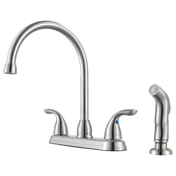 Pfirst Series 2-Handle Kitchen Faucet With Side Spray, Stainless Steel