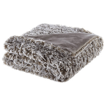 Brown Knitted PolYester Solid Color Plush Throw Blanket