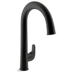 Kohler - Kohler Sensate Touchless Kitchen Faucet 15.5" Spout, 2-Function, Matte Black - Take touchless to a whole new level of convenience. The Sensate touchless faucet frees your hands so you can speed through cooking and cleanup tasks while enjoying a cleaner, more hygienic kitchen environment. Sensate's intuitive Response(R) technology is in tune with your every move: a simple wave of your hand-or an object such as a pan or utensil-turns it on or off. The faucet's sensor is precision-designed to provide reliable operation every time and to prevent false activations when you're working in the sink area. Sweep(R) spray creates a wide, forceful blade of water for superior cleaning. Kohler's new docking system, DockNetik, secures the pull-down sprayhead to the spout using magnetic force.