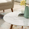 Walnut White Lippa 28" Round Artificial Marble Coffee Table with Tripod Base