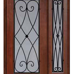 Prehung Side light Door 80 Fiberglass Charleston Full Lite Wrought Iron - Front Doors