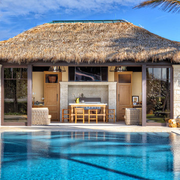 Cabana with thatched palm roof