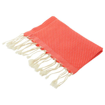 Fouta Hand Towels Honeycomb Solid Color, Tangerine, Set of 2