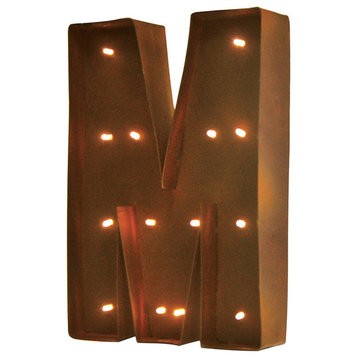 Rustic Vintage 11" Decorative LED Light Glow Letters - Letter M