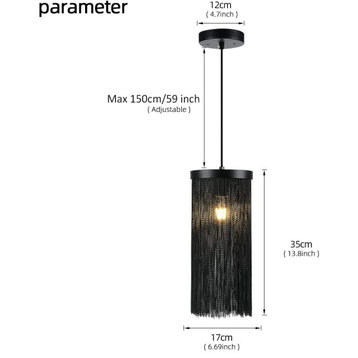 Cylinder Pendant Lights for Kitchen Mini Matte Black Vintage Hanging Light