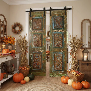 Rustic Carved Reclaimed Wood Barn Doors
