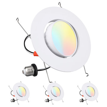4 Pack 5/6" 5CCT Gimbal LED Recessed Light Dimmable 16W CRI90 Retrofit Can Light