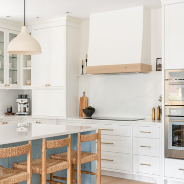 Modern Heritage Kitchen with Custom Plaster Range Hood and Soft Blue Island – Vi