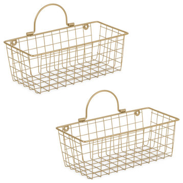 Small Gold Wire Wall Basket Set of 2