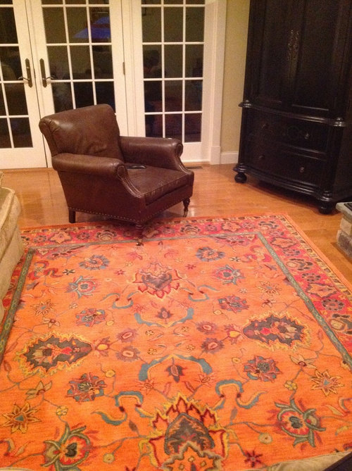 Bright orange area rug