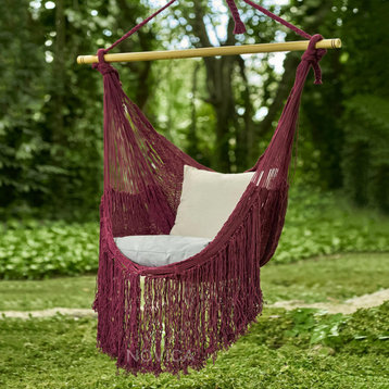 Novica Handmade Sea Breezes In Bordeaux Cotton Hammock Swing