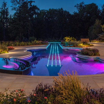 Luxury Glass Tile Inground Swimming Pool Design & Installation- Bergen County N