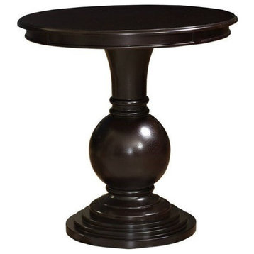 Linon Amelia Round Wood Accent Table Pedestal Base 26.5" High in Espresso