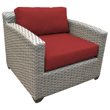 TK Classics Florence Wicker Patio Club Chair in Red