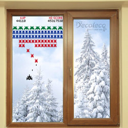 Retro Galaga like Arcade game with Space Invaders vinyl wall decal - Wall Decals
