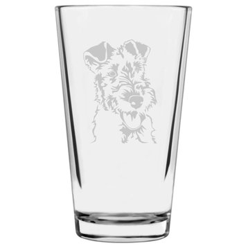 Wire Fox Terrier Dog Themed Etched All Purpose 16oz. Libbey Pint Glass