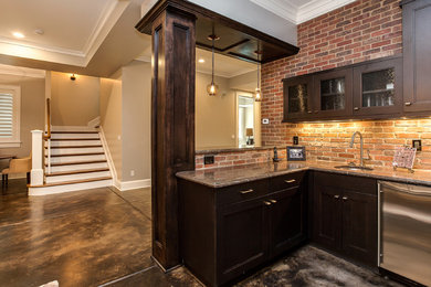 Example of a mountain style home bar design in Denver