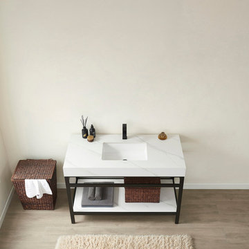 Open-Frame Metal Vanity for a Modern Bath