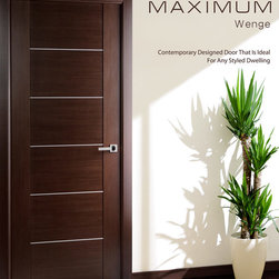Contemporary African Wenge Interior Single Door with Aluminum Strips - Interior Doors