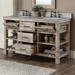 60 inch Rustic Double Sink Bathroom Vanity Marble Top - Bathroom Vanities And Sink Consoles