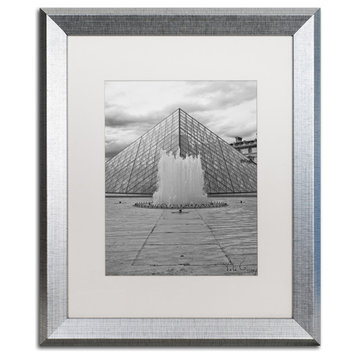 "Paris Deux - Louvre" Framed Art by Yale Gurney, Silver, White, 16"x20"