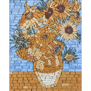 Vincent Van Gogh Sunflowers" Framed, Mosaic Reproduction"