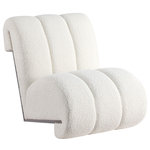 Meridian Furniture - Swoon Faux Sheepskin Upholstered Accent Chair, Cream, Black Oak Veneer - Take comfort to a whole new level with this Swoon cream faux sheepskin accent chair. Its black oak veneer frame is sturdy and durable, while its extra padded seat upholstered with faux sheepskin with deep channel tufting provides you with an ultra-comfortable place to kick back and relax after a hard day, or gives you extra space for guests to sit while visiting. Its curved, contemporary design is a unique addition to any home, especially those with a modern aesthetic.