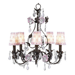 5-Light-Chandelier-in-Mocha-and-Pink-with-Petal-Flower-Shade-Flower-Garden - Chandeliers