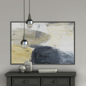 "Neutral Divide III" Floater Framed Painting Print on Canvas