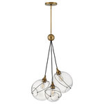 Hinkley - Hinkley 30304HBR Skye - 3 Light Pendant - Mesmerizingly asymmetrical with a mid-century modeSkye 3 Light Pendant Heritage Brass Clear *UL Approved: YES Energy Star Qualified: n/a ADA Certified: n/a  *Number of Lights: Lamp: 3-*Wattage:60w Medium Base bulb(s) *Bulb Included:No *Bulb Type:Medium Base *Finish Type:Heritage Brass