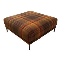 Custom Plaid 100% Wool Chic Contemporary Ottoman - Footstools And Ottomans