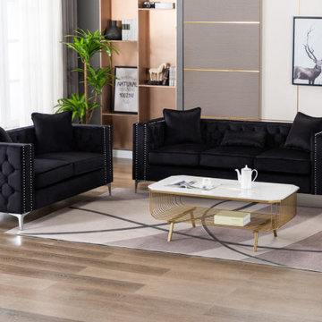 Lorreto 86" Velvet Fabric Sofa Loveseat Living Room Set
