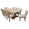 Benedict 9-Piece Dining Set With 81" Dining Table & 8 Ivory Linen Chairs