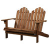 Linon Adirondack Solid Acacia Wood Outdoor Double Bench in Acorn Brown Stain