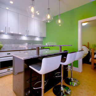 Small modern fully buried basement in Vancouver with white walls.