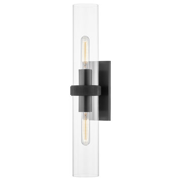 Briggs 2-Light Wall Sconce, Old Bronze, Clear Glass Shade