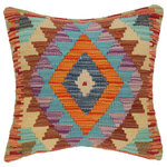 Bareens Designer Rugs - Southwestern Turkish Armanda Hand Woven Kilim Throw Pillow - Embellish your home with this timeless casual chic handmade Southwestern Kilim throw pillow covers made with and cotton. Constructed on a loom by Nomad Turkman people with hand spun and Natural Vegetable dyes these beautiful Kilim pillow covers are known for their beautiful repetitive geometrical, naturalistic floral and traditional patterns yet still giving it a moden look. Masterfully artisan-crafted on traditional Kilim looms with a contemporary fashion palette producing bold intricate sharp patterns making them a standout piece in any decor.