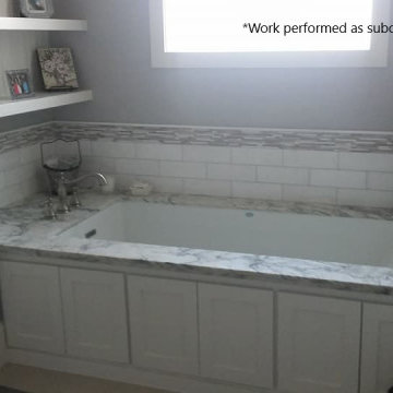 Custom Soaking Tub Surround Cabinetry & Matching Vanity Suite