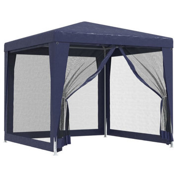 vidaXL Gazebo Party Tent Canopy Shelter with 4 Mesh Sidewalls Blue 8.2'x8.2'HDPE