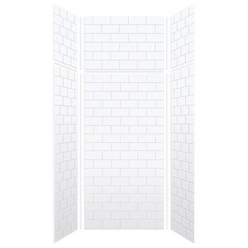 Transolid SaraMar 36"x36"x96" 6-Piece Shower Wall Kit With Extension, White