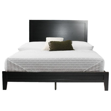 Better Home Products Fox Wood Panel Queen Platform Bed in Black