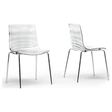 Baxton Studio Marisse Clear Plastic Modern Dining Chair, Set of 2