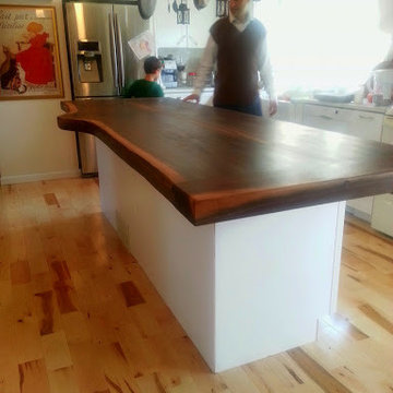 Slab Walnut Island counter