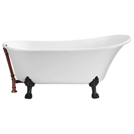 55" Streamline N343BL-ORB Clawfoot Tub and Tray With External Drain