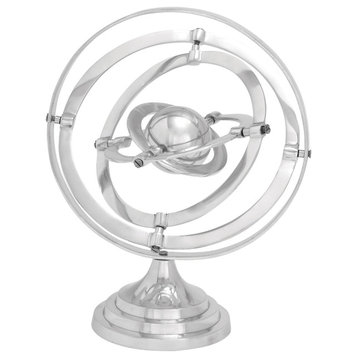 Contemporary Silver Aluminum Metal Globe 28336