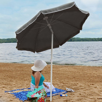 Sunnydaze Steel 5' Sage Green Outdoor Beach Umbrella With Tilt Function